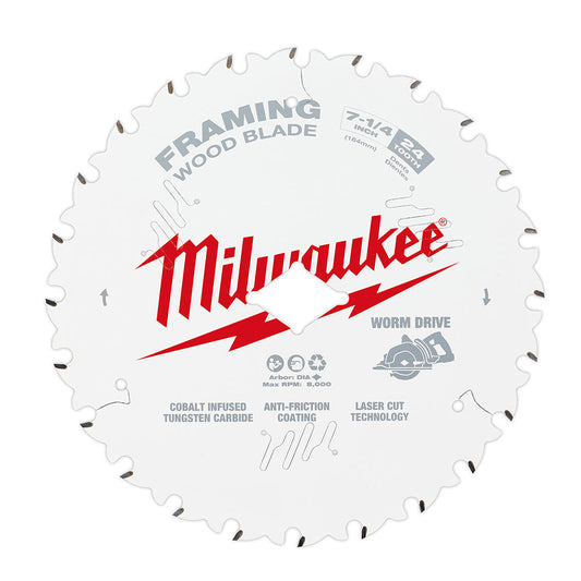 7-1/4 In 24t Worm Drive Framing Circular Saw Blade, 10/PK