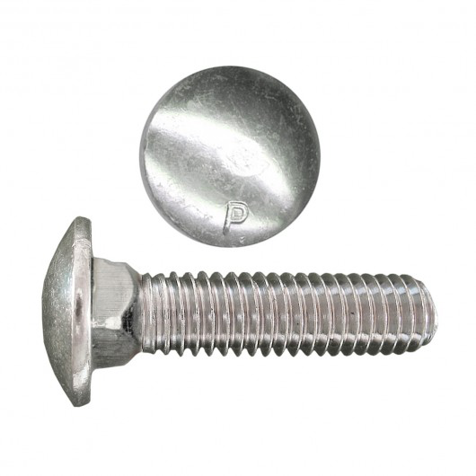 Full Threaded Carriage Bolt, 3/8 in, 3 in L Under Head, Low Carbon Steel, 2 Grade, Bright