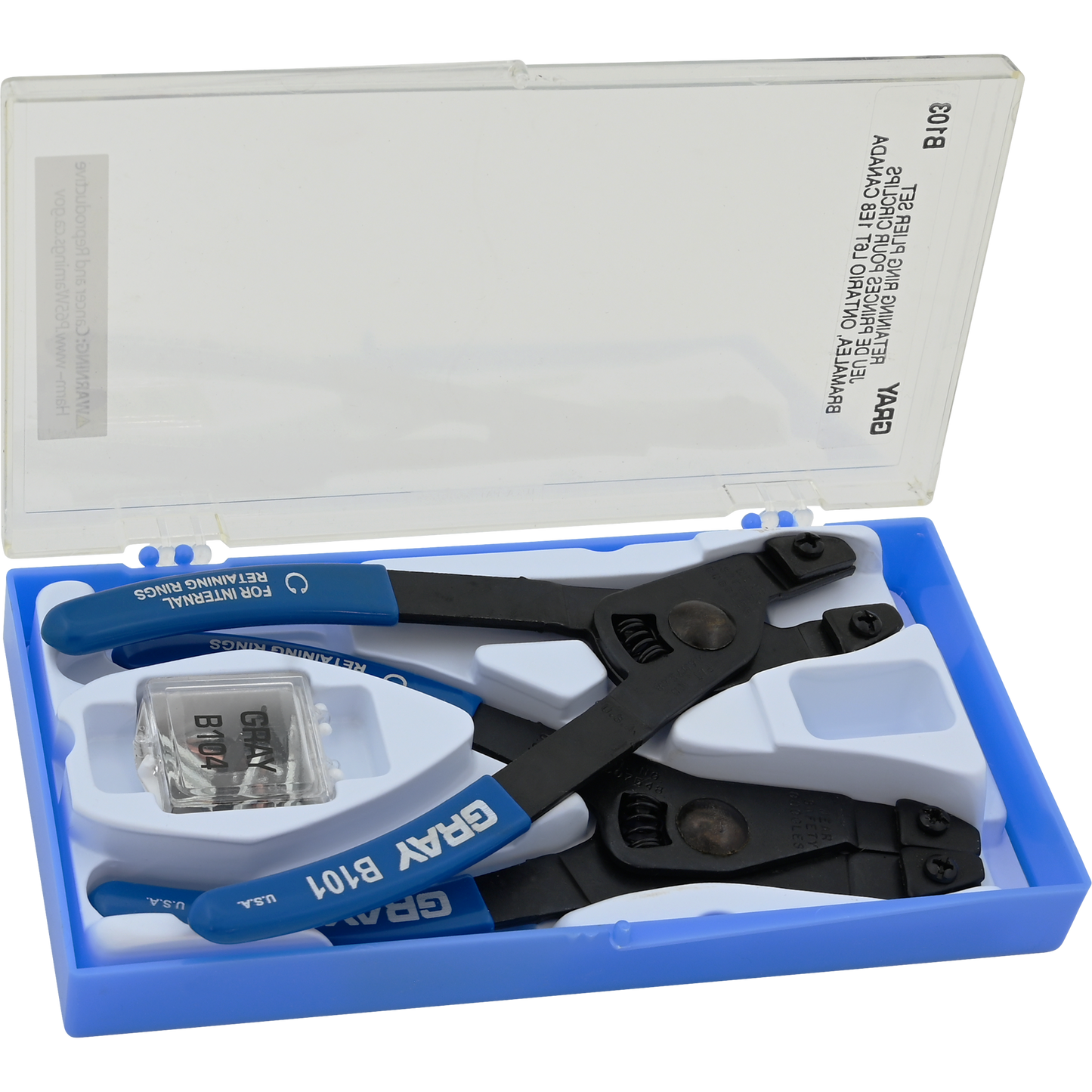 3 Piece Internal and External Retaining Ring Plier Set with Replaceable Tips