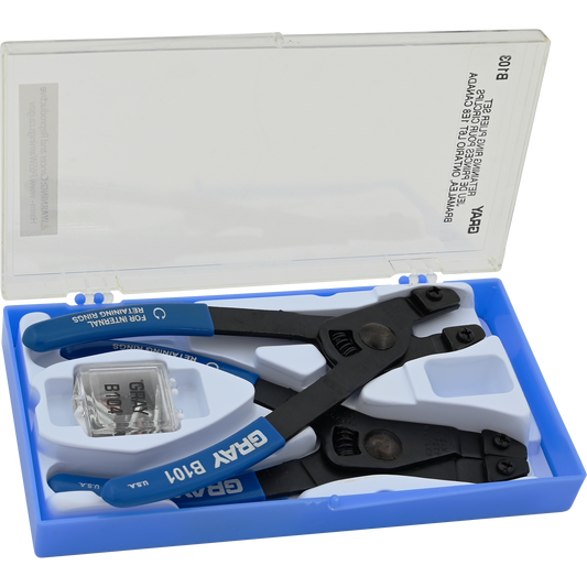 Jeu de 3 pinces pour circlips internes et externes avec embouts remplaçables