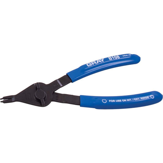 Pince à anneau élastique convertible de 7-1/4 pouces, interne/externe avec pointe fixe droite de 0,070 pouce