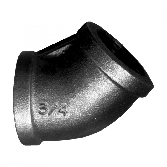 45° Female Elbow, Iron, 1/4 FPT
