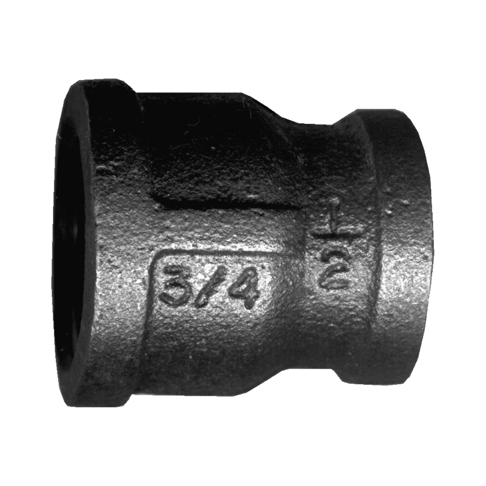 Female Reducing Coupling, Iron, 1 FPT x 1/2FPT