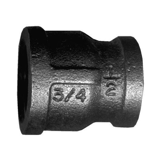 Female Reducing Coupling, Iron, 1 FPT x 1/2FPT