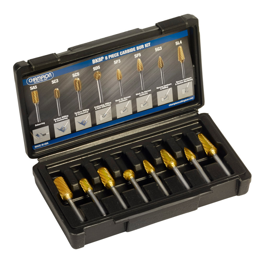 Titanium Coated Bur Kit - 8 Piece Set for Durable, High-Performance Cutting