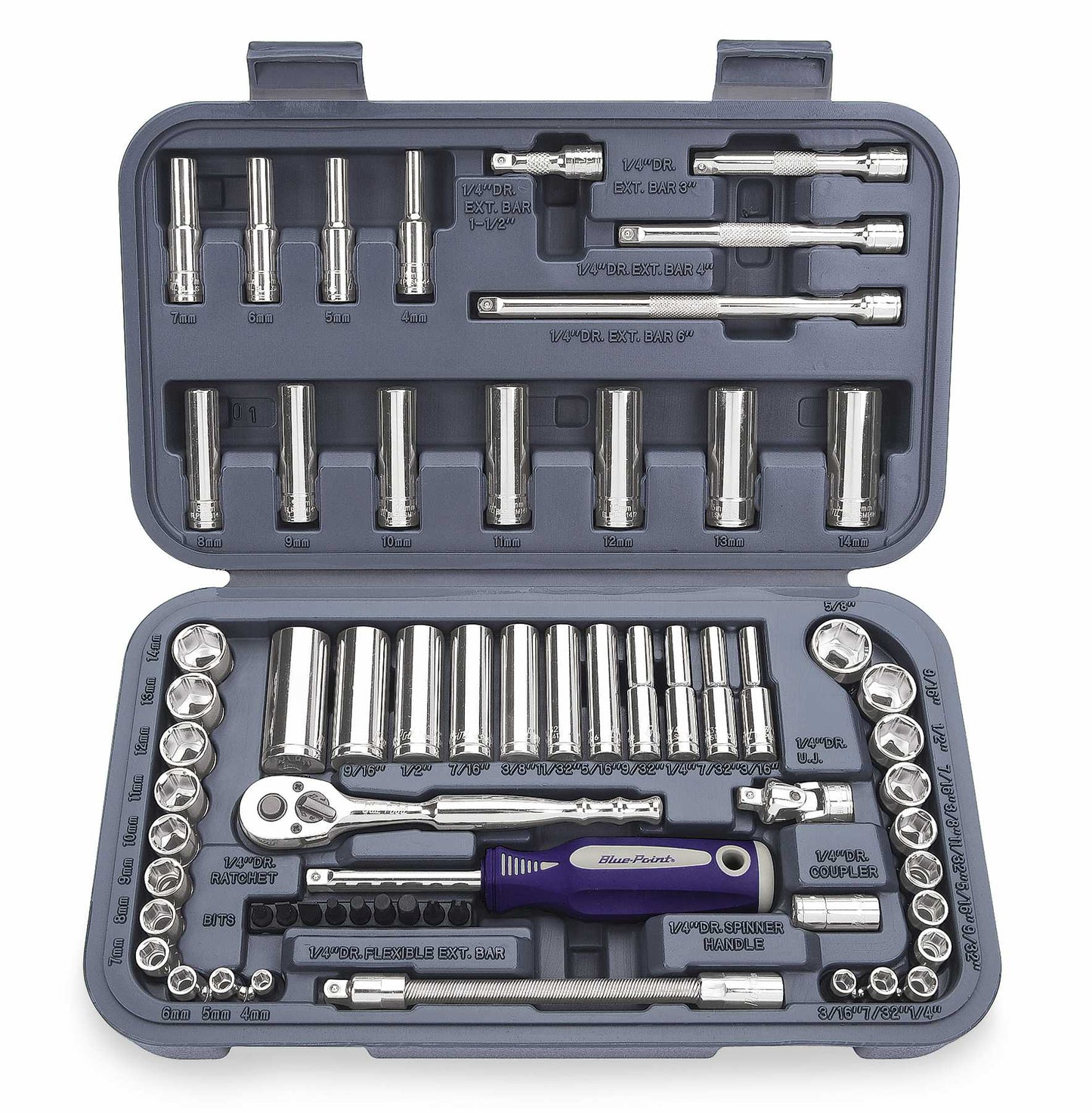 Ensemble d'outils de service standard et métrique 1/4" 62 pièces