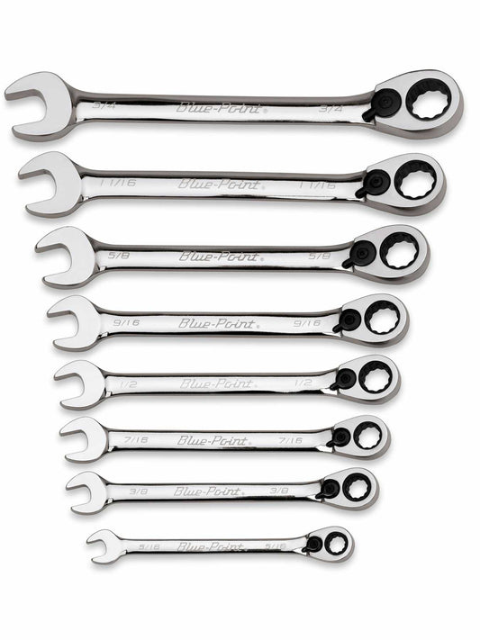 8 Piece SAE Reversible Ratchet Wrench Set (5/16 to 3/4 Inch)