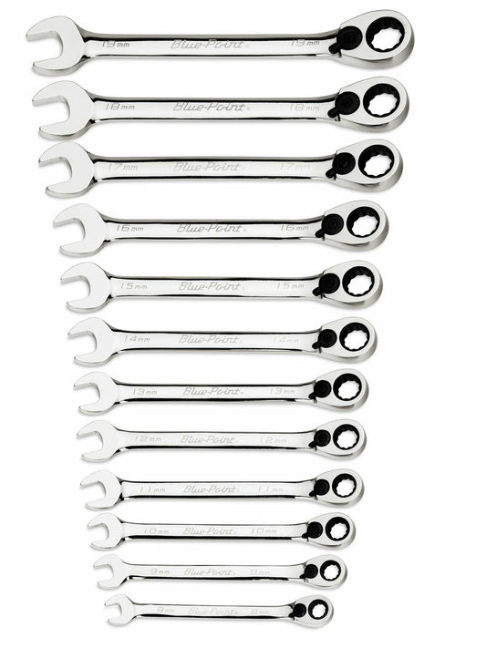 12 Piece Metric Reversible Ratchet Wrench Set