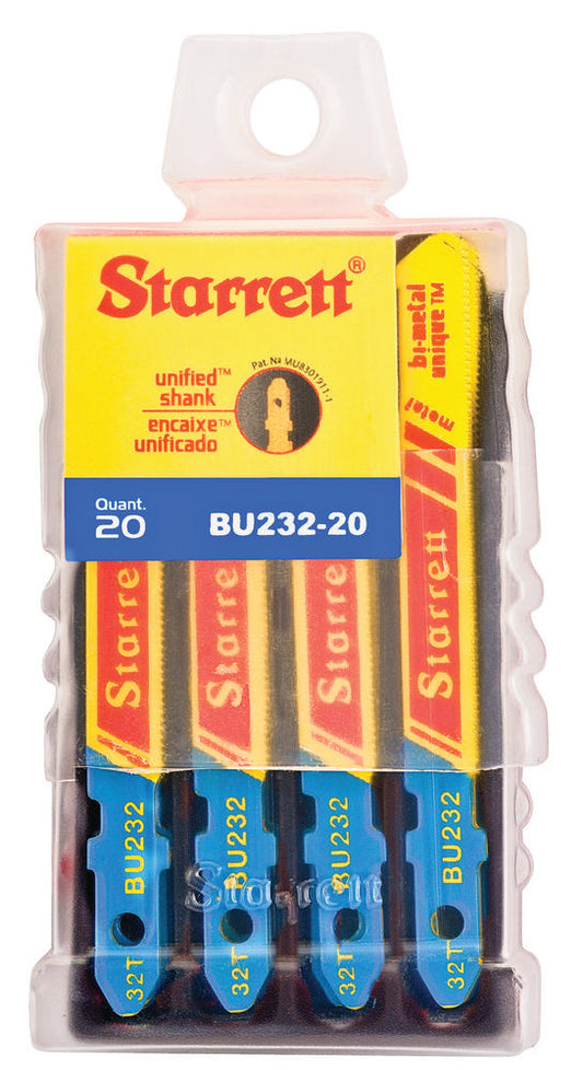 Metal Cutting, Unified Shank, Bi-Metal Unique, Jig Saw Blades, 2" x 5/16 x .040 x 32 Tpi, 20 Pack