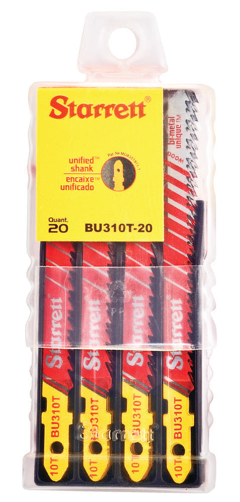 Wood Cutting, Unified Shank, Bi-Metal Unique, Jig Saw Blades, 3" x 5/16 x .050 x 10 Tpi, 20 Pack