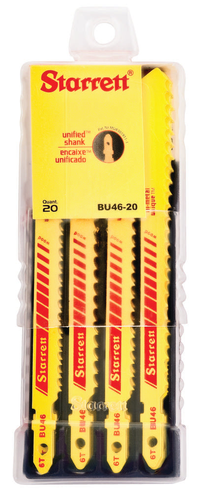 Lames de scie sauteuse bimétalliques 4" x 3/8 x 0,050 x 6T pour la coupe du bois, paquet de 20