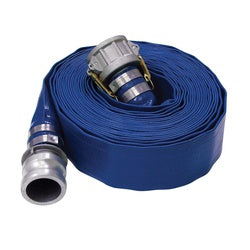 Tuyau plat en PVC bleu 4" x 50' avec Camlock C/E