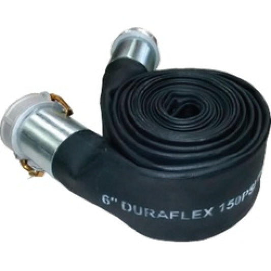 Flat Lay Discharge Water Hose Assembly 2" x 50', Black, Duraflex Crimp + Camlock C/E