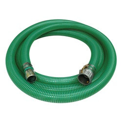 Water Suction Hose 2" x 25' Helix Green "Saturn Green" with C Part and Plated Nipple