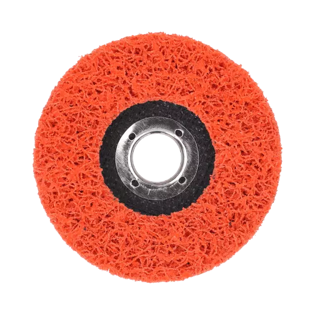 Disque de traitement de surface Bear-Tex - Diamètre du disque 4-1/2 po, mandrin 7/8 po, matériau abrasif en oxyde d'aluminium, couleur orange