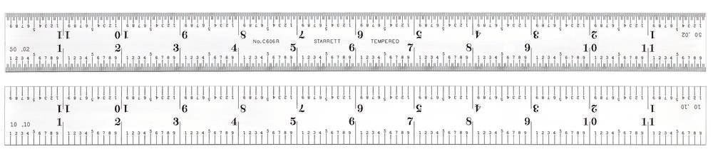 Steel Rule, Spring-Tempered, 12", 6R Grads