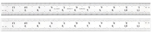 Steel Rule, Spring-Tempered, 12", 6R Grads