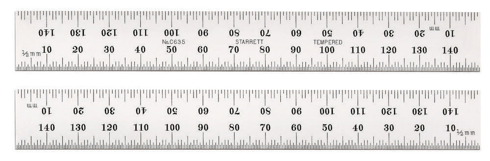 Spring-Tempered Steel Rule Millimeter Figures 0 To 150mm Length C635-150