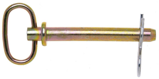 La goupille d'attelage 5/8" x 4" avec clip est dotée d'une finition chromée jaune durable pour une meilleure résistance à la corrosion et une meilleure visibilité. Conçue pour une installation facile et une fixation sûre, cette goupille d'attelage as