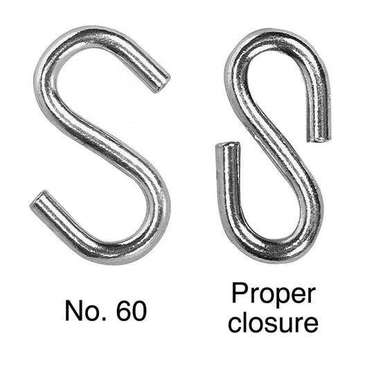 #40 "S" Hook, Zinc Plated, 6 Pcs Per Bag