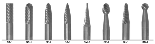 Cle-Line, 8-Piece Carbide Bur Set, Carbide, 1855 1/4 SA-1, SC-1, SF-1