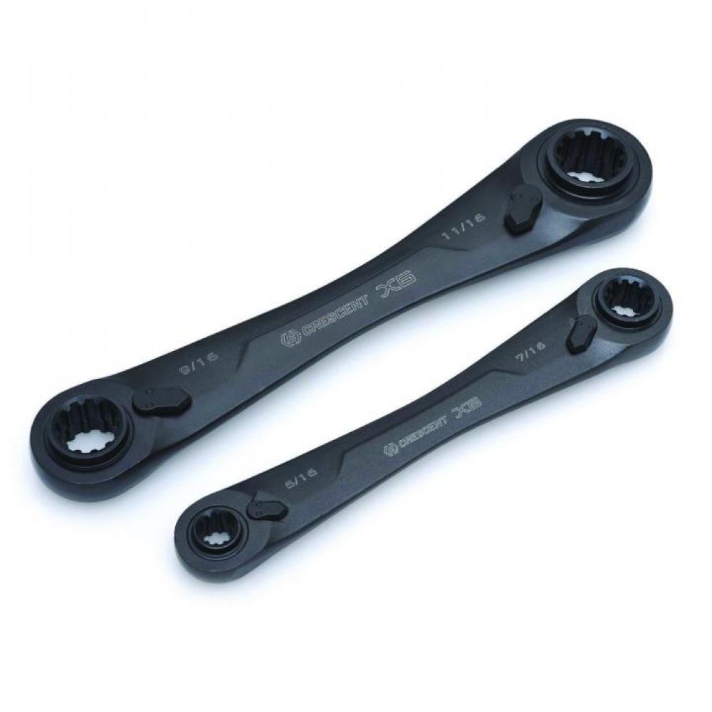 2-Piece X6™ 4-In-1 Black Oxide Spline Ratcheting Sae Wrench Set