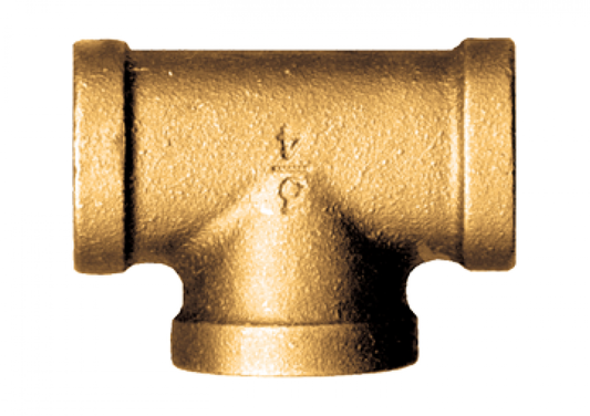 Cast Tee, Brass, 3/4 FPT