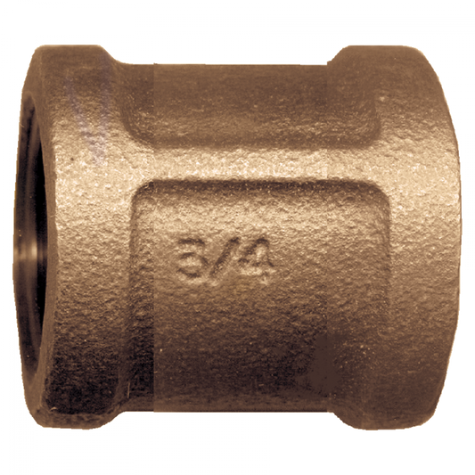 Cast Coupling, Brass, 3/4 FPT