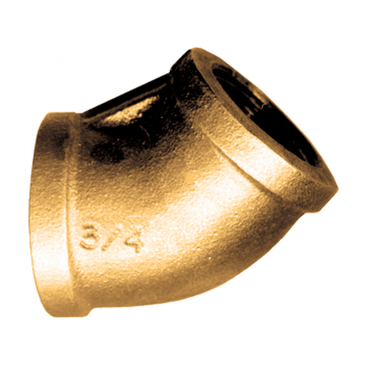 Cast 45° Elbow, Brass, 3/8 FPT