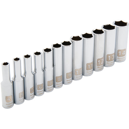 Jeu de 12 douilles métriques profondes à 6 pans, entraînement 1/4"