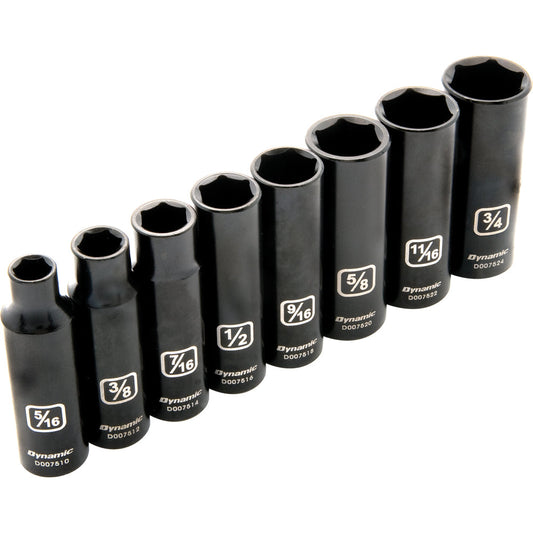 Socket Set - 3/8" Drive 8 Pieces 6-Point SAE Deep Impact