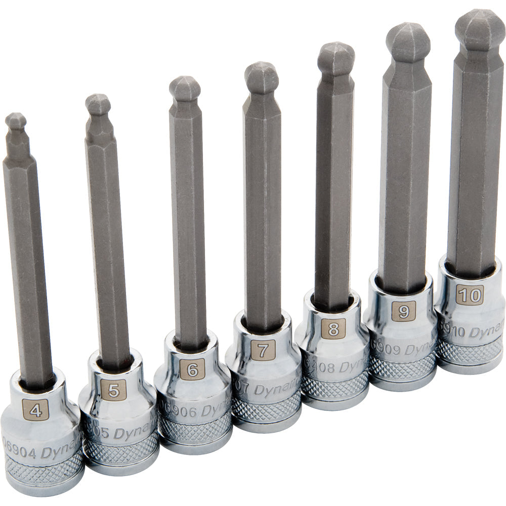 Long Ball Nose Hex Set - 3/8" Drive, 7-Piece, Metric