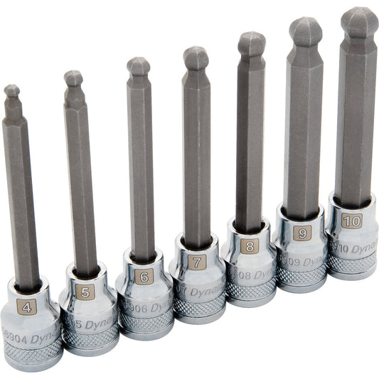 Long Ball Nose Hex Set - 3/8" Drive, 7-Piece, Metric