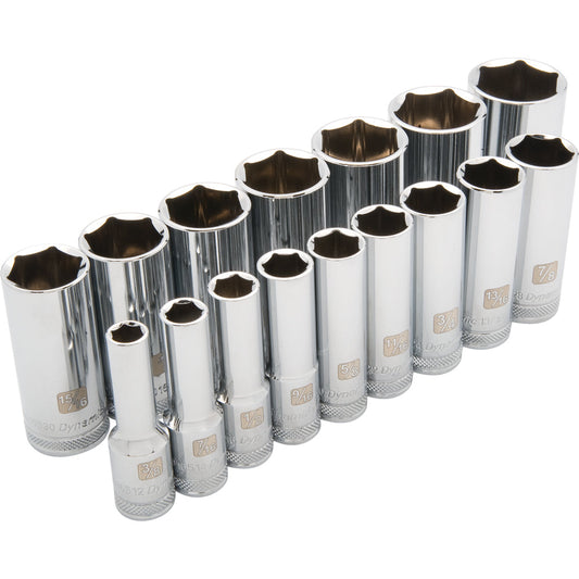 Socket Set - 1/2" Drive 16 Pieces 6-Point Deep SAE