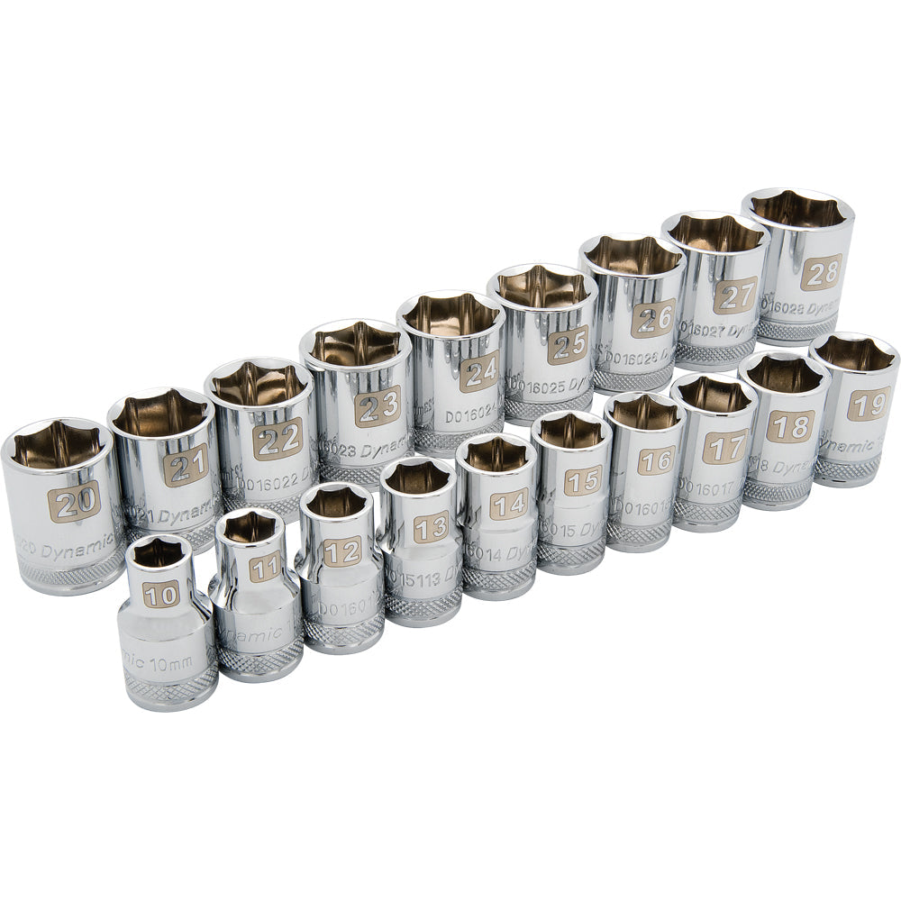 Socket Set - 1/2" Drive 19 Pieces 6-Point Standard Metric