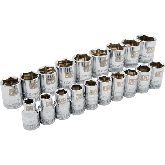 Socket Set - 1/2" Drive 19 Pieces 6-Point Standard Metric
