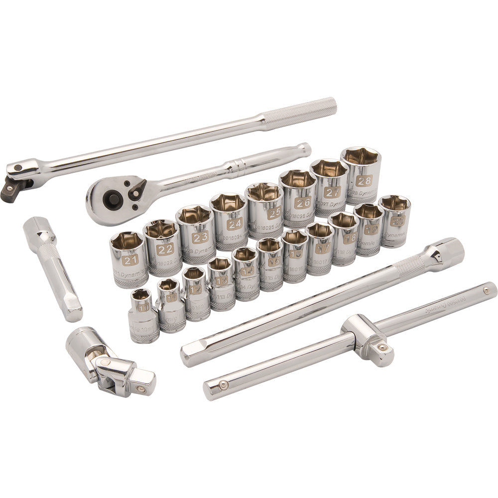 Socket Set - 1/2" Drive 25 Pieces 6-Point Standard Metric
