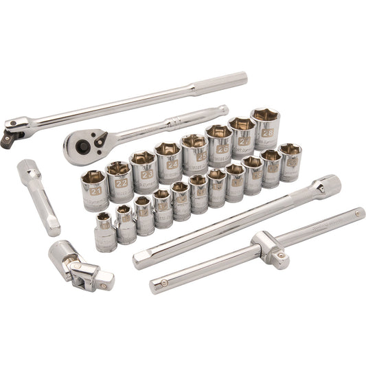 Socket Set - 1/2" Drive 25 Pieces 6-Point Standard Metric