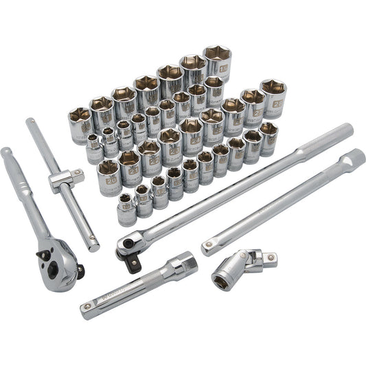 Socket Set - 1/2" Drive 41 Pieces 6-Point Standard SAE/Metric