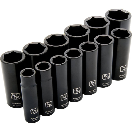 1/2" Drive Deep Impact Socket Set - 13 Pieces, 6-Point SAE