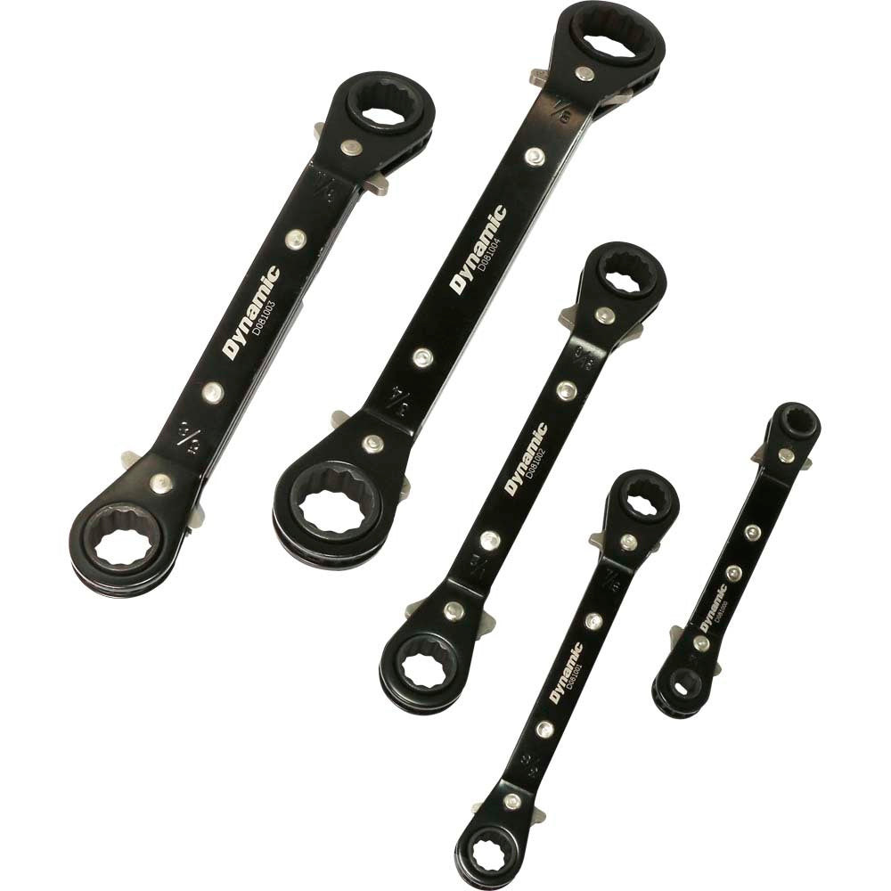 Clé à cliquet inversée SAE à double boîte - 5 pièces