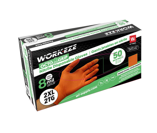 Textured Nitrile 8 mil Orange Disposable Glove, XL, 50/pk