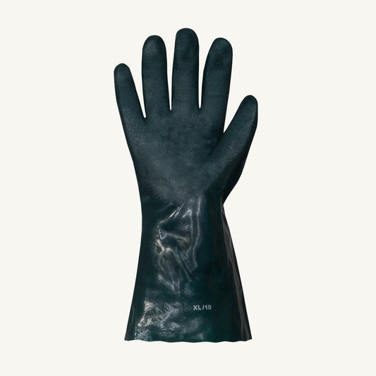 Chemstop™ Premium Grade Chemical-Resistant PVC Glove Green Fleece/Jersey Lined, 14IN LE, 12pai/DZ