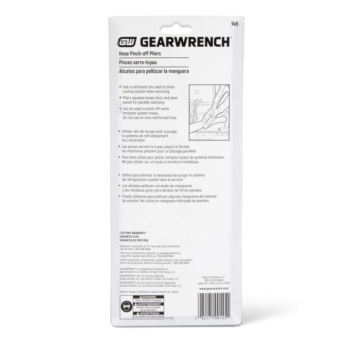 GEARWRENCH propose une gamme de pinces de serrage et de pinces de serrage offrant une résistance et des performances professionnelles. Les pinces de serrage sont disponibles en modèles droit, coudé, robuste et Corbin, pour une utilisation sur les col