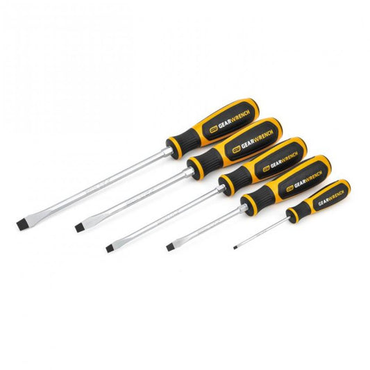 Jeu de 5 tournevis à fente bi-matière