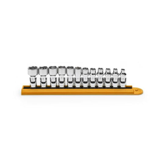 Gearwrench, 12 Pc. 1/4" Drive 6 Point Metric Flex Socket Set