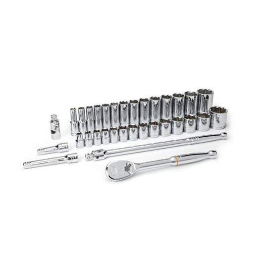 Gearwrench, 33 Pc.1/2" Drive 6 Point SAE Standard and Deep Socket Set