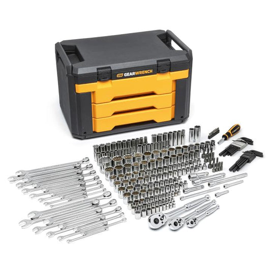Gearwrench, jeu de 239 douilles et cliquets métriques et SAE à entraînement 1/4", 3/8", 1/2"