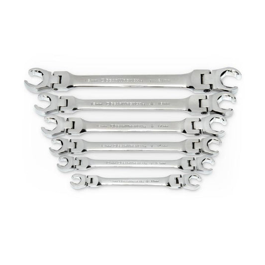 Gearwrench, 6 Pc. Flex Head Flare Nut Metric Wrench Set
