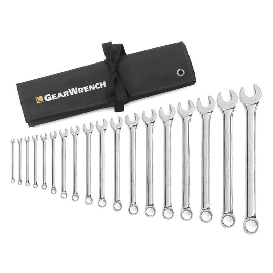 Gearwrench, 18 Pc. 12 Point Long Pattern Combination SAE Wrench Set